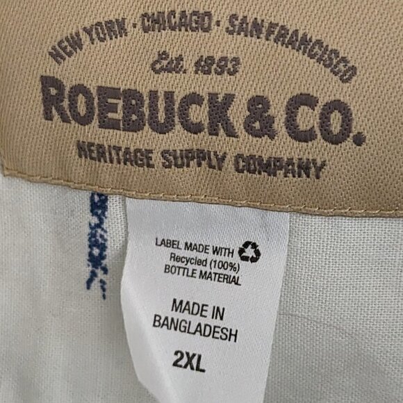 Men's Vtg ROEBUCK & CO., Short Sleeve, White/Blue, Cotton Button Shirt; Size 2XL - Picture 4 of 6
